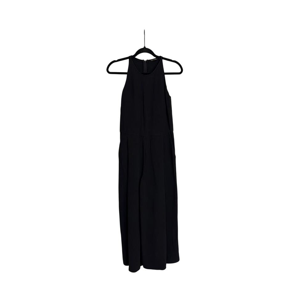 Massimo Dutti Capsule Black Halter Wide-leg Pleated One Piece Jumpsuit Size 4